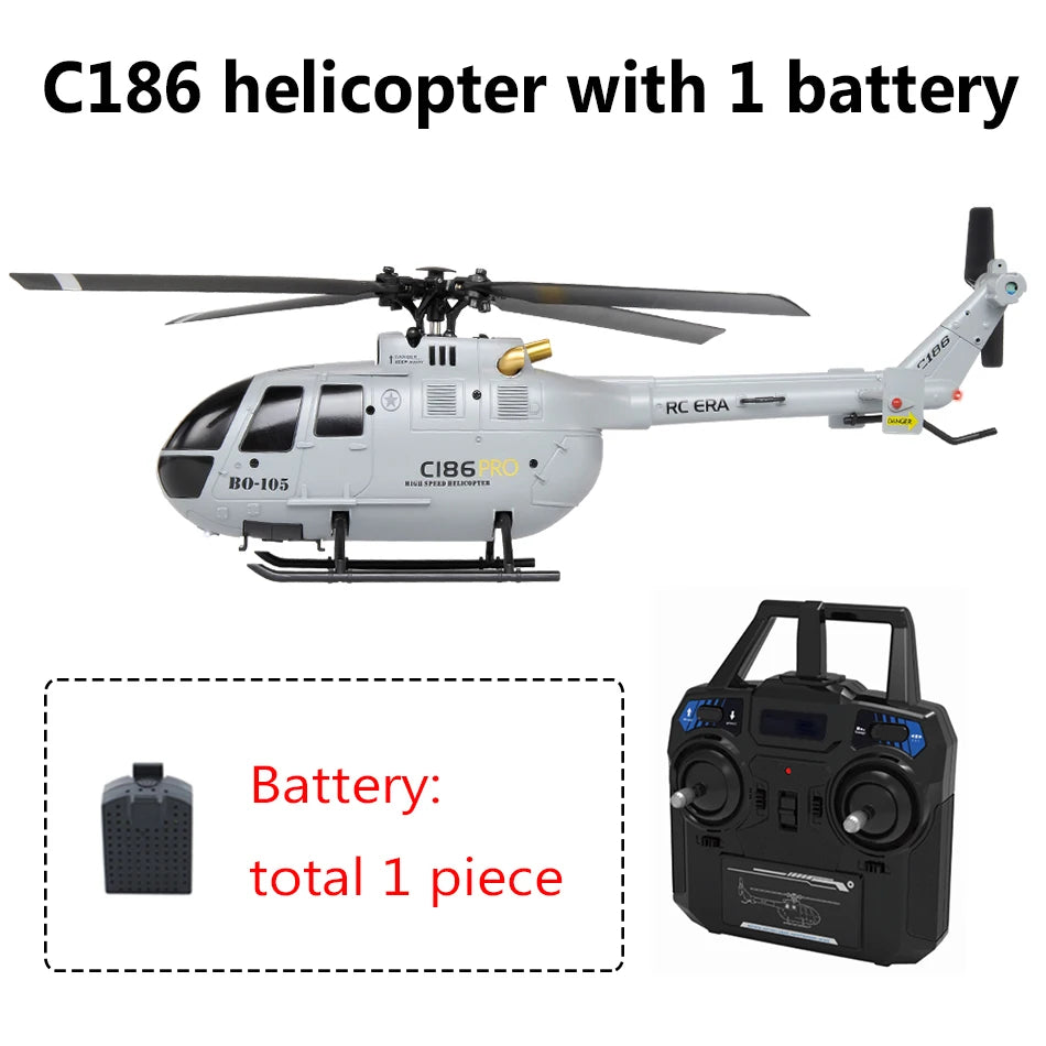 C186 Pro B105 2.4G RTF RC Helicopter 4 Ppropellers 6 Axis Electronic Gyroscope for Stabilization Remote Control Hobbies Toys