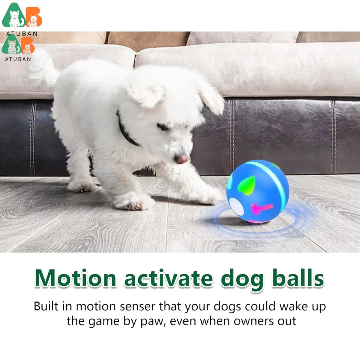 ATUBAN Interactive Dog Toys Ball-Fun Moving Dog Toys to Keep Them Busy Smart Automatic Active Rolling Ball for Dogs for Boredom