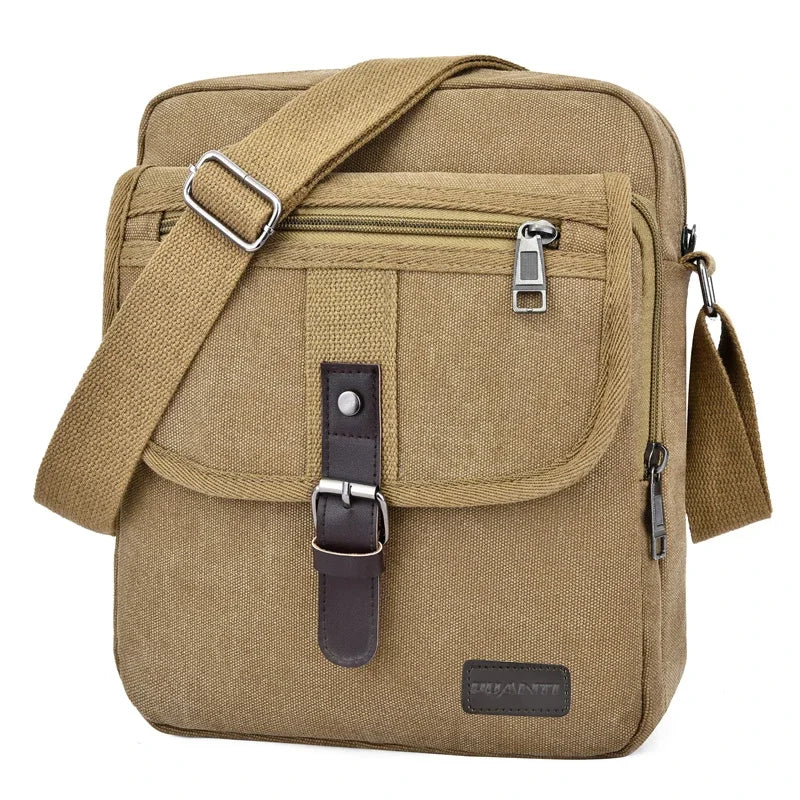 Men's Travel Bag Canvas Casual Shoulder Crossbody Bags Hight Qualtiy Outdoor Bags Men Wearable Retro Zipper Sling Bag