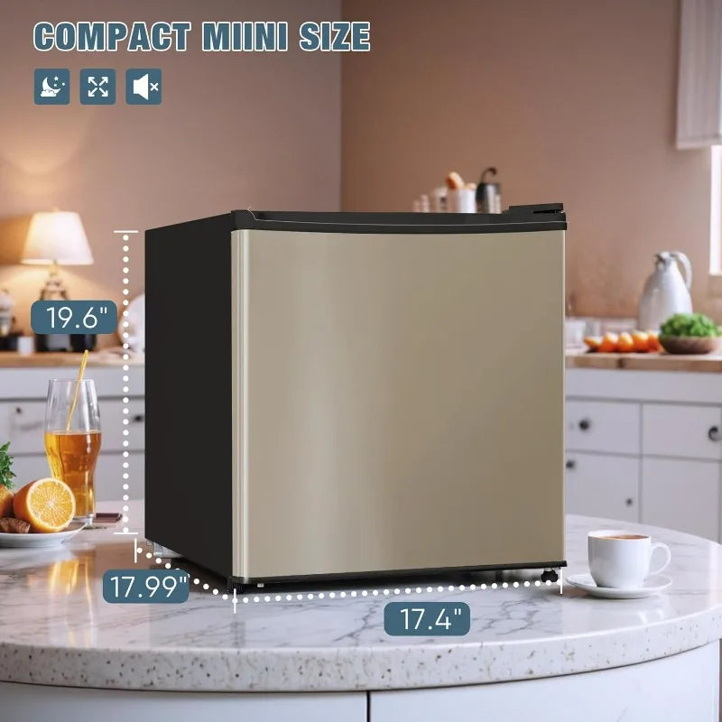 1.7 Cu.Ft Mini Fridge with Freezer, Low Noise Compact Refrigerator, Adjustable Thermostat, Energy Saving, for Bedroom, Office