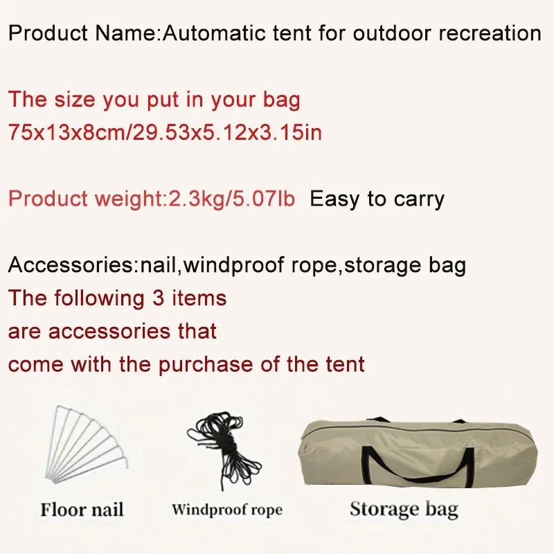 Outdoor Tent Camping Automatic Tent One Touch Waterproof Roof Top Tents Double Door 3Person Tent Outdoor Beach Fish Shelter Tent