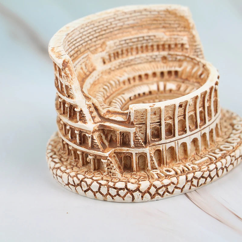 Simulation Ancient Rome Colosseum Resin Mini Statue Sand Table Building Desktop Decoration Classical Architecture Sculpture